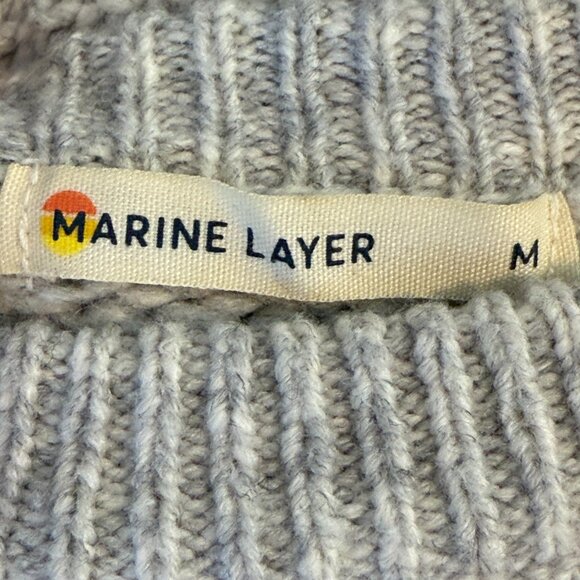 Marine Layer Fair Isle Sweater Gray Wool Blend Crew Neck Pullover Knit Medium - Picture 5 of 10